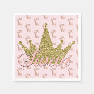 Serviette En Papier Couronne de princesse cygne paillettes or fête d'a