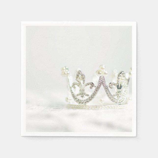 Serviette En Papier Couronne de Princesse d'Argent (Devant)