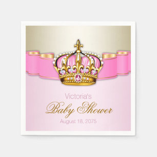 Serviette En Papier Couronne de Princesse en Or Rose Baby Shower