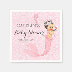 Serviette En Papier Couronne de princesse sirène damassée pour bébé fi