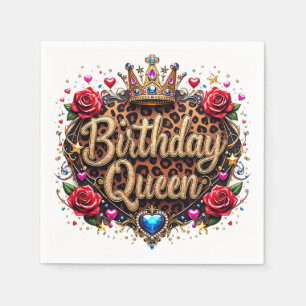 Serviette En Papier Couronne de Reine d'Anniversaire Glamour