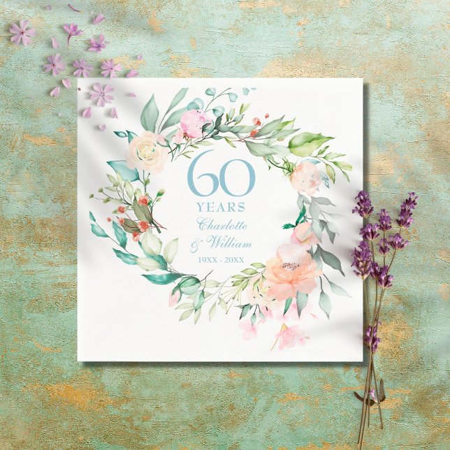 Serviette En Papier Couronne de roses d'été douces 60e / 75e anniversa (Créateur téléchargé)