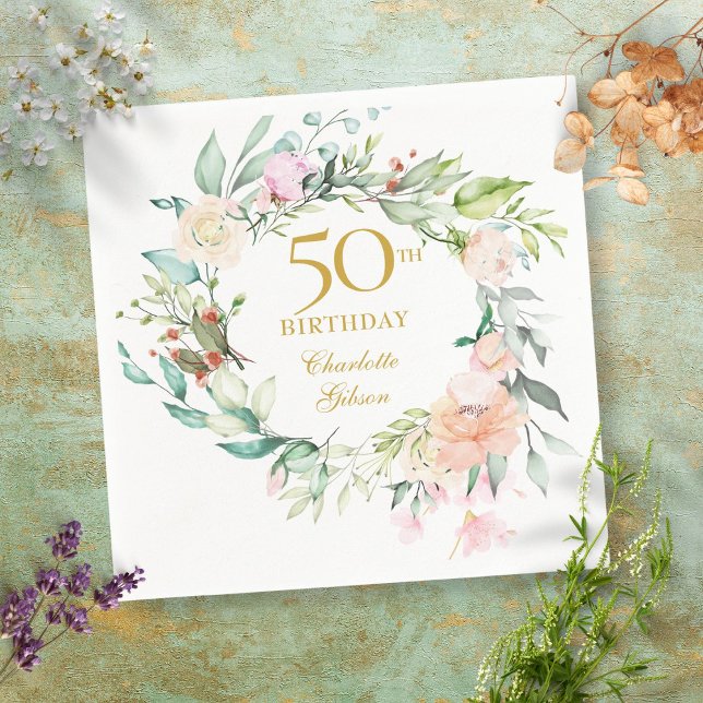 Serviette En Papier Couronne de roses d'été pour 50e anniversaire (Créateur téléchargé)