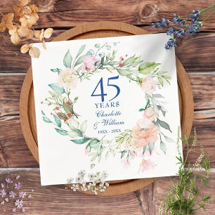 Serviette En Papier Couronne de roses florale 45e 65e anniversaire de