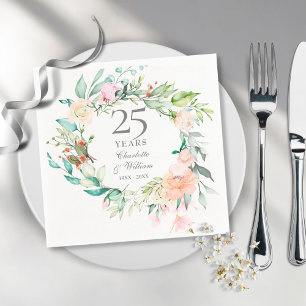 Serviette En Papier Couronne de roses pour les 25 ans de mariage