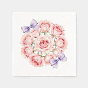 Serviette En Papier Couronne de roses roses aquarelle florale