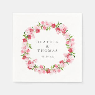 Serviette En Papier Couronne de roses roses rouges aquarelle Noms Mari