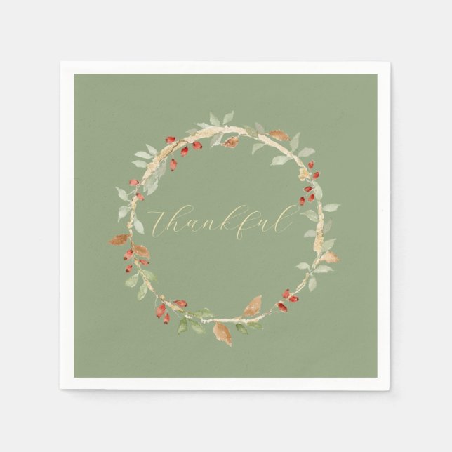 Serviette En Papier Couronne de Thanksgiving d'automne (Devant)