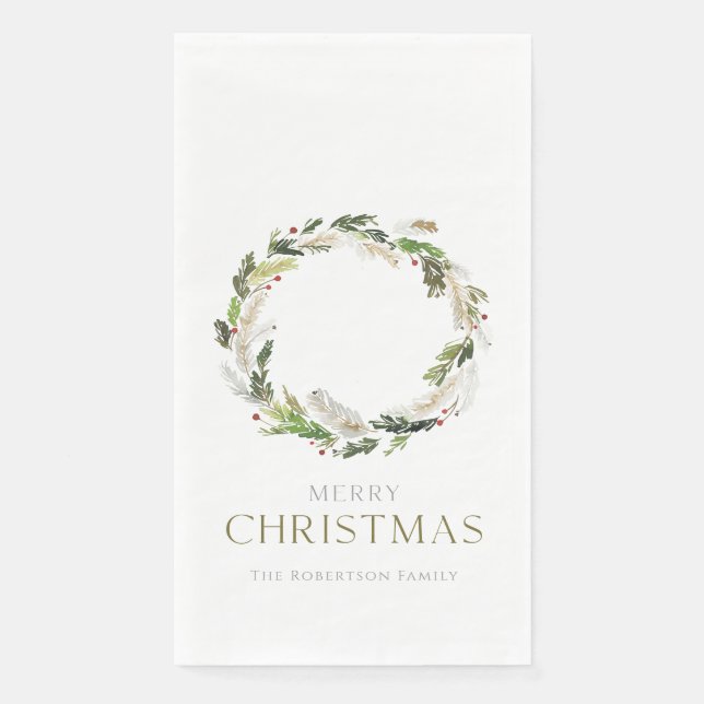 Serviette En Papier Couronne de verdure de Noël (Devant)