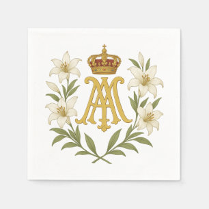 Serviette En Papier Couronne d'or de monogramme marian lily blanc cath