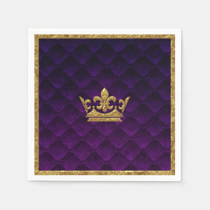 Serviette En Papier Couronne dorée et pourpre royale Élégante histoire