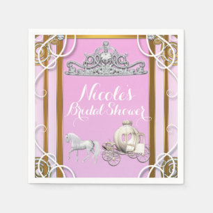 Serviette En Papier Couronne et Carrosse de Princesse en Or Rose Sweet