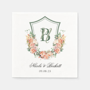 Serviette En Papier Couronne Fleurie de Pêche pour Mariage