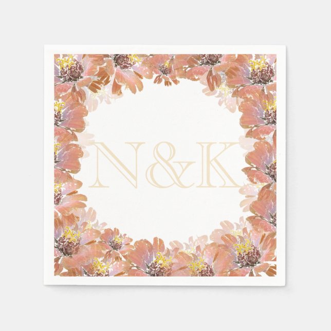 Serviette En Papier Couronne, fleurs orange (Devant)
