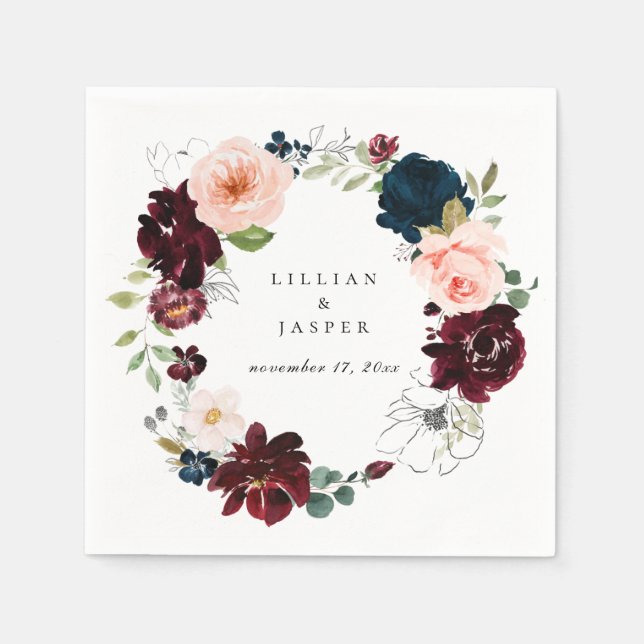 Serviette En Papier Couronne florale automnale rustique (Devant)