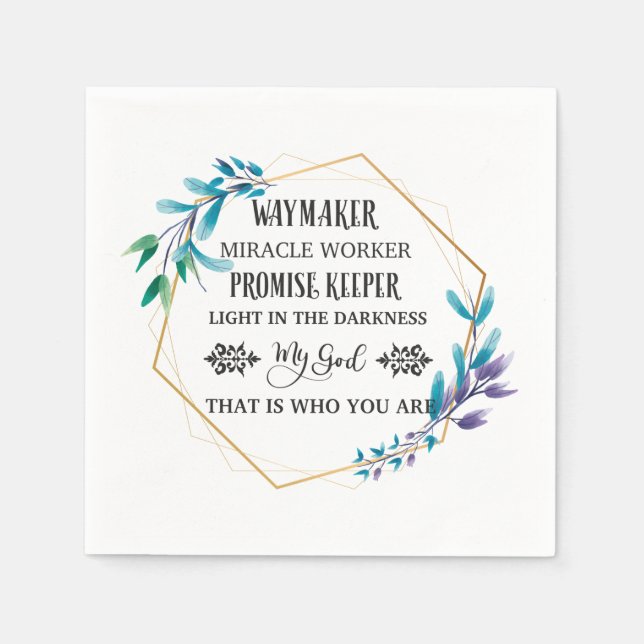 Serviette En Papier Couronne florale bleue chrétienne (Devant)