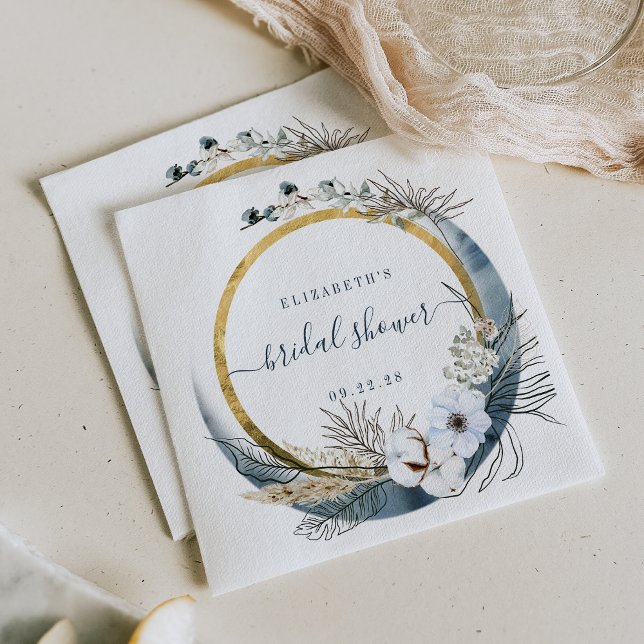 Serviette En Papier Couronne florale Boho Moon Indigo Or (Créateur téléchargé)