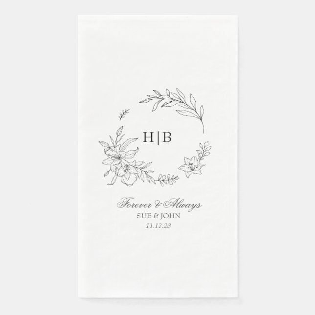 Serviette En Papier Couronne florale classique avec monogramme pour ma (Devant)