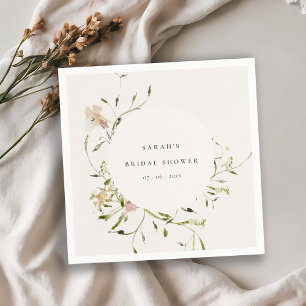 Serviette En Papier Couronne florale de douche de mariage rose tendre