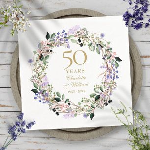 Serviette En Papier Couronne florale de lavande pour les 50 ans de mar