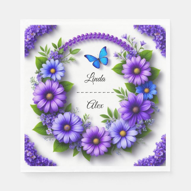Serviette En Papier Couronne florale de mariage (Devant)
