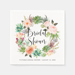 Serviette En Papier Couronne florale de succulentes Boho pour mariage