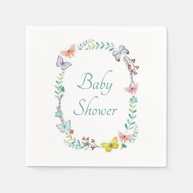 Serviette En Papier Couronne florale papillon  (Devant)