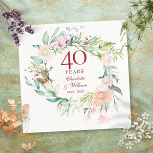 Serviette En Papier Couronne florale pour les 40 ans de mariage rubis