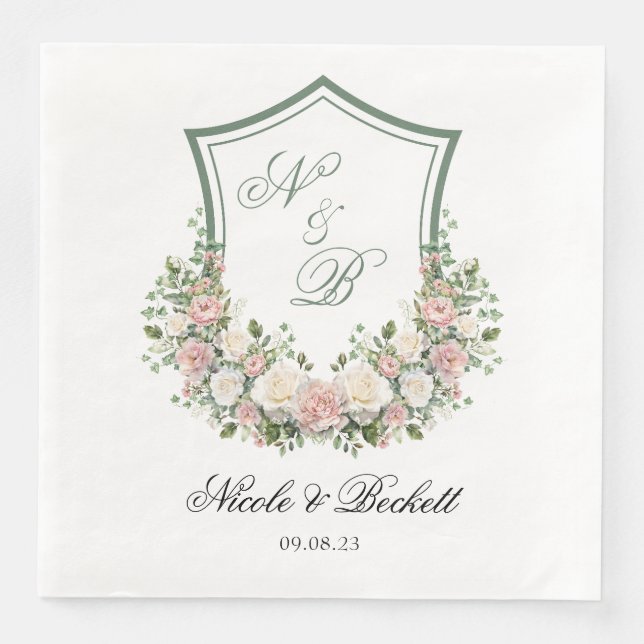 Serviette En Papier Couronne florale rose (Devant)