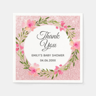 Serviette En Papier Couronne florale rose gold rose remerciement Baby