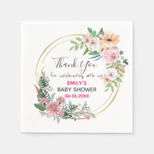 Serviette En Papier Couronne florale rose jolie remerciement Baby Show