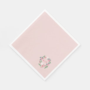 Serviette En Papier Couronne florale rustique avec Monogramme classiqu