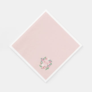 Serviette En Papier Couronne florale rustique avec Monogramme classiqu
