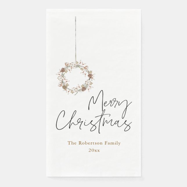 Serviette En Papier Couronne minimaliste de Noël (Devant)