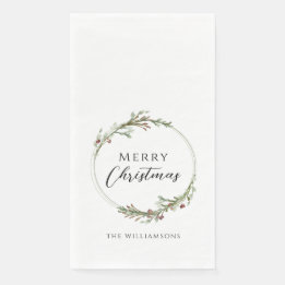 Serviette En Papier Couronne minimaliste personnalisée Joyeux Noël