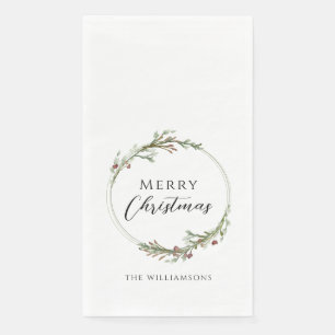 Serviette En Papier Couronne minimaliste personnalisée Joyeux Noël
