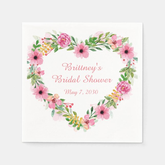 Serviette En Papier Couronne rose en forme de coeur (Devant)