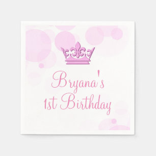Serviette En Papier Couronne rose et points réception royale fête d'an