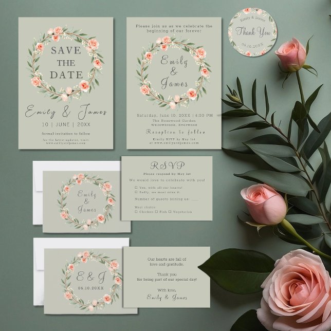 Serviette En Papier Couronne rose verte et romantique (Créateur téléchargé)