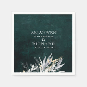 Serviette En Papier Couronne vintage sombre avec feuillage rustique  É