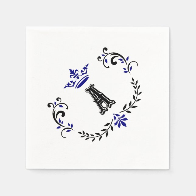 Serviette En Papier Couronne Wreath A Monogramme (Devant)