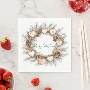 Serviette En Papier Couronnes de Noël en pain d'épices coeurs pommes d