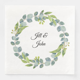 Serviette En Papier Couronnes d'eucalyptus Serviettes de mariage perso