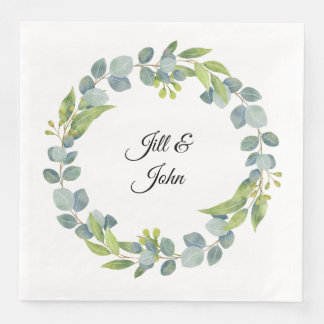 Serviette En Papier Couronnes d'eucalyptus Serviettes de mariage perso