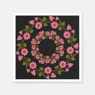 Serviette En Papier Couronnes florales roses | Papier mariage Napkin