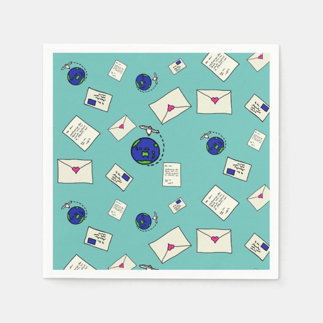 Serviette En Papier Courrier autour du monde (Devant)