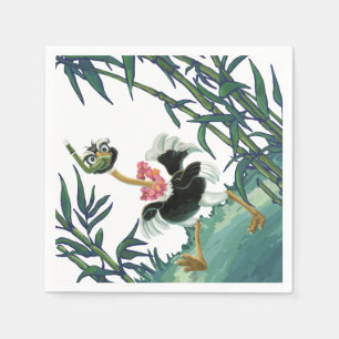 Serviette En Papier Course d'autruche dans le marais