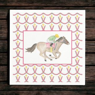 Serviette En Papier Course de chevaux Derby Fête Jockey Roses Aquarell