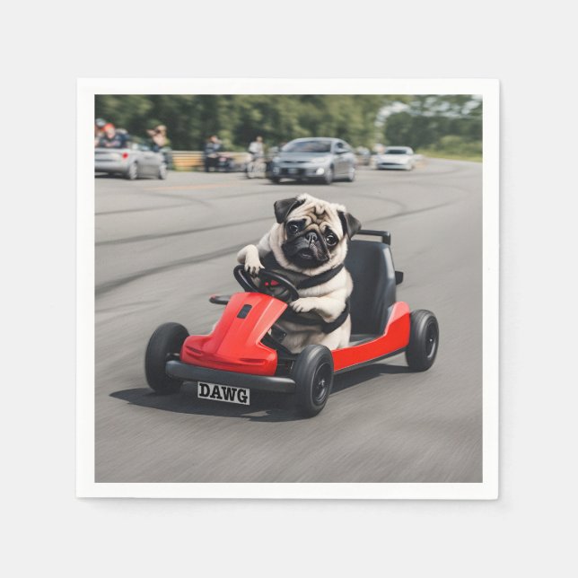 Serviette En Papier Course de karting de Pug (Devant)