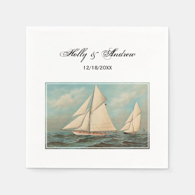 Serviette En Papier Course Nautique Vintage Yachts #1 (Devant)
